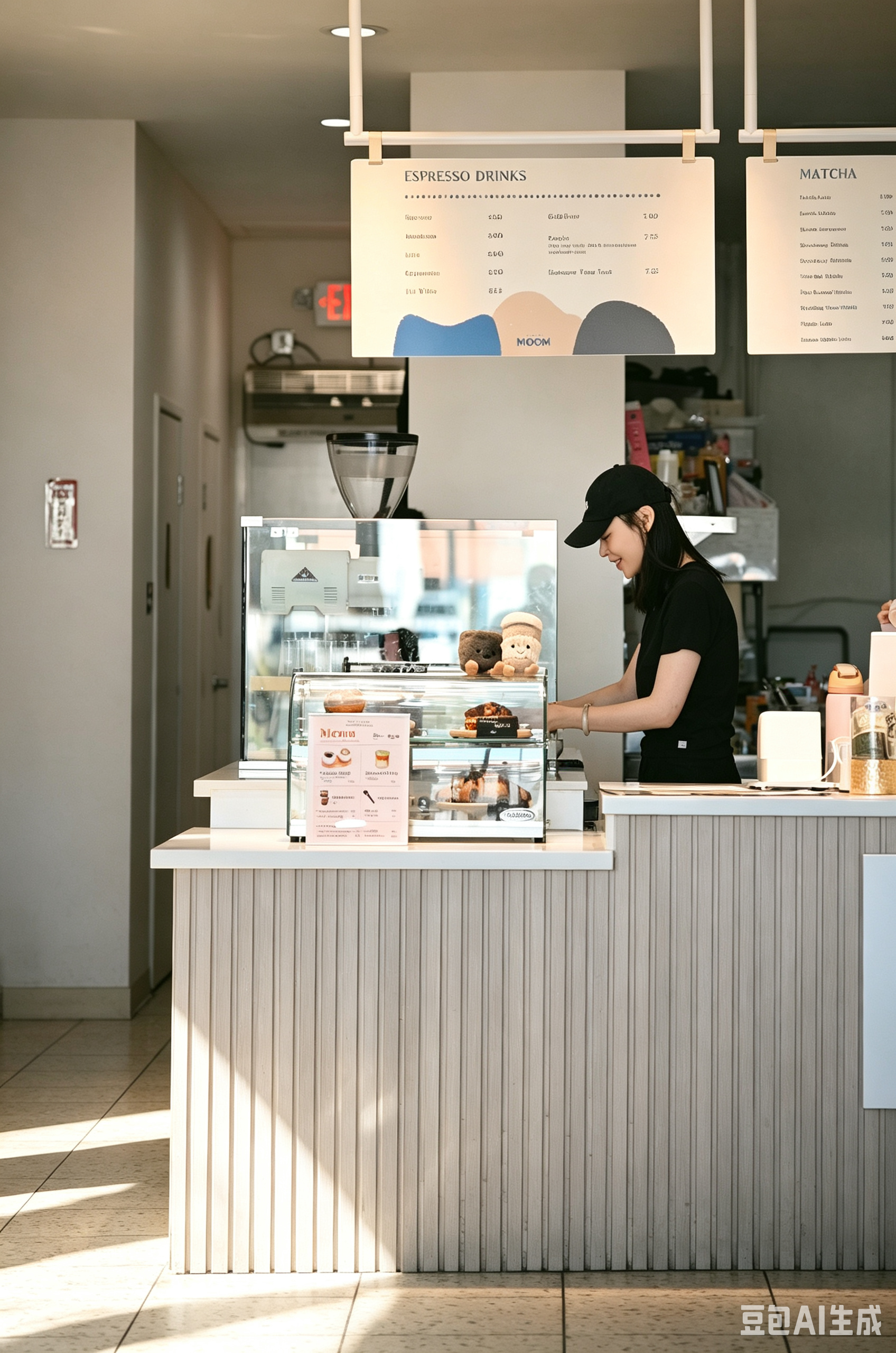 A barista working behind the counter at The Moon